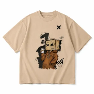 Beige Oversized Tee Front