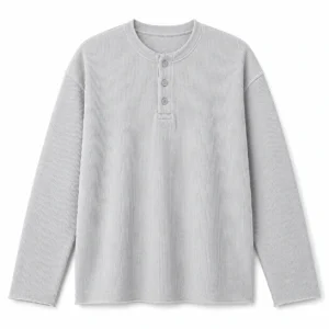 Light Grey Waffle Henley T-Shirt